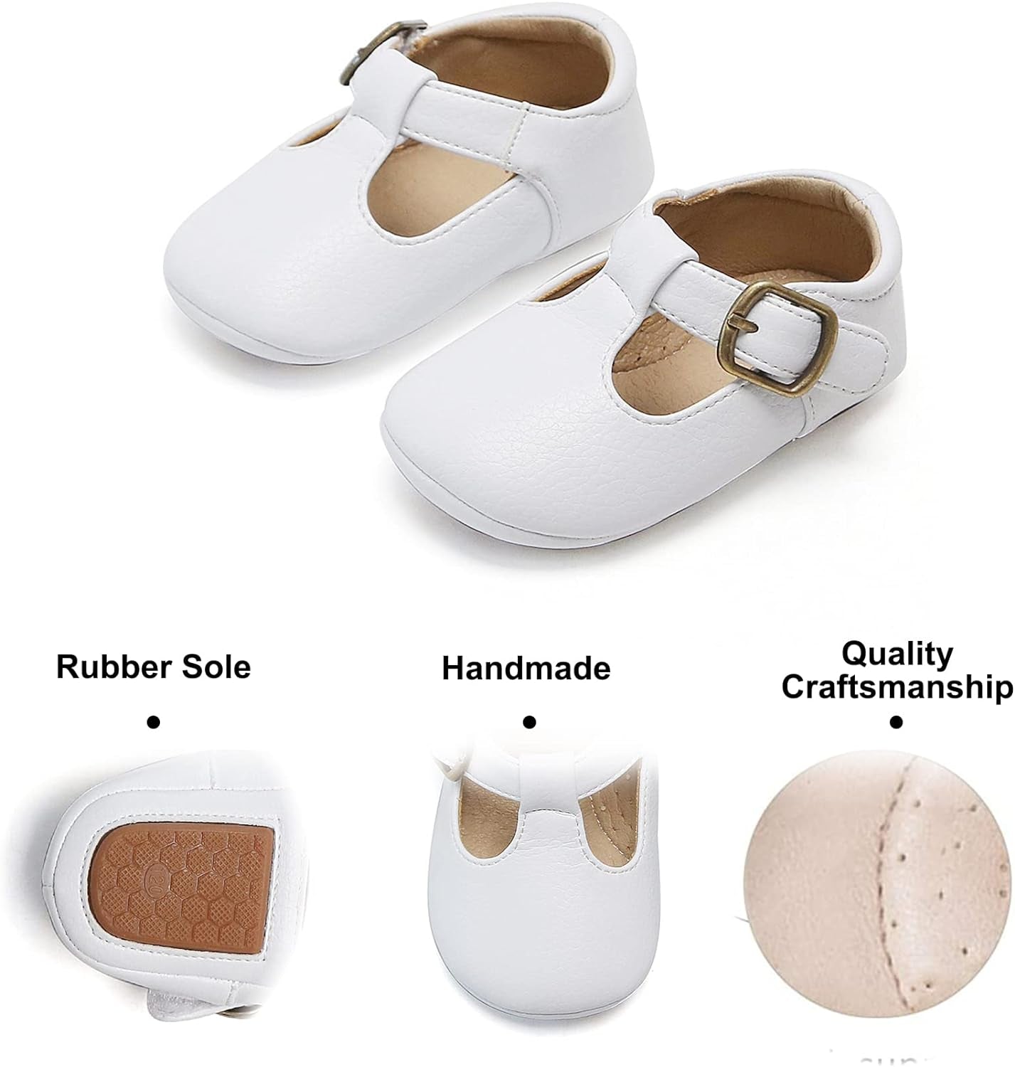 Soft Sole Leather Baby Shoes - Infant Baby Walking Shoes Moccasinss Rubber Sole Crib Shoes