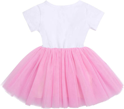 Baby Girls Newborn It'S My 1St/2Nd Birthday Cake Smash Shinny Printed Sequin Bow Tutu Princess Dress