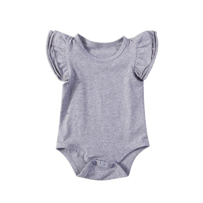 Wholesale Newborn Baby Girls Clothes Solid Color Fly Sleeve Romper Cotton Boys Clothes Summer Infant Clothing Baby Jumpsuit