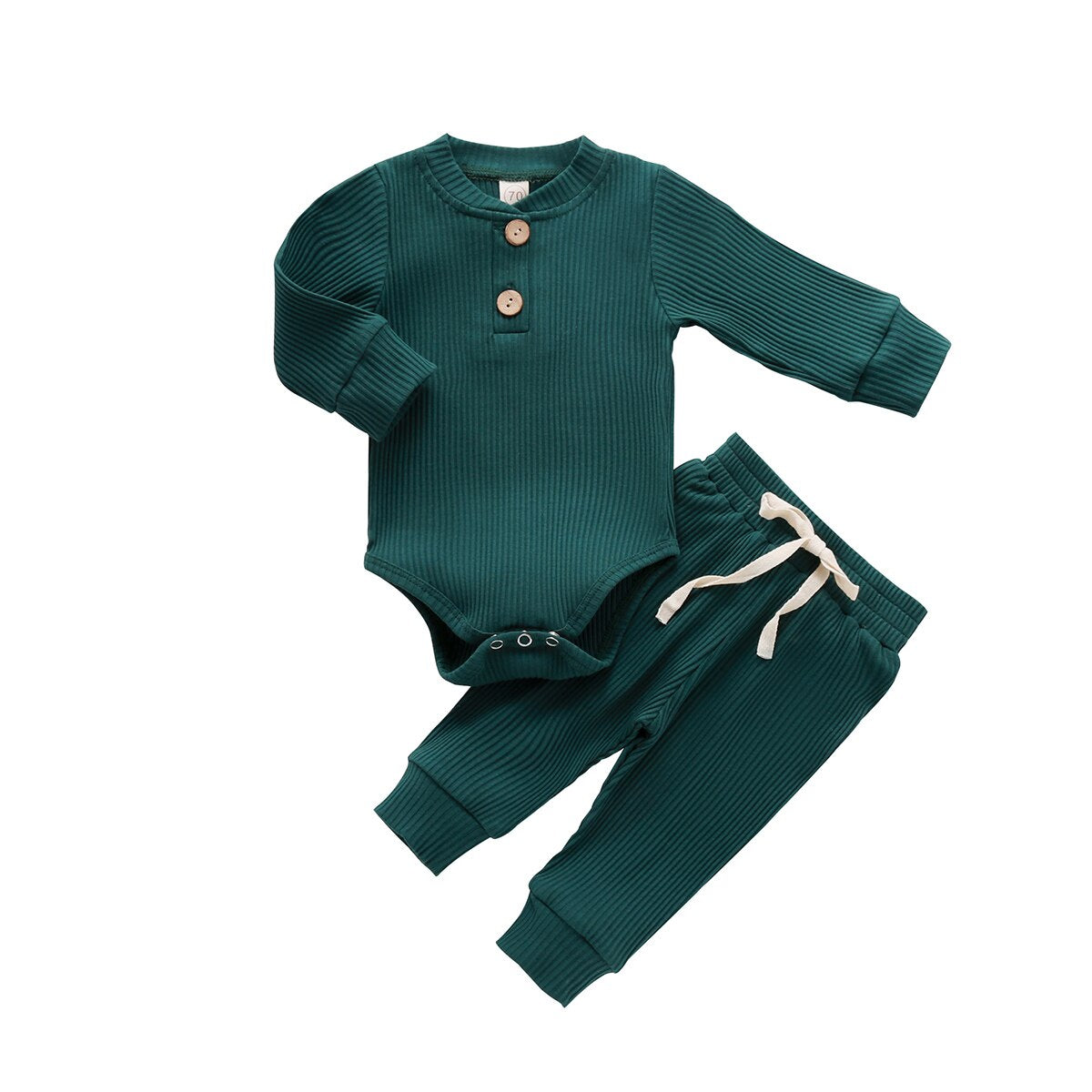 Baby Outfits Two Piece Solid Sets Infant Toddler Newborn Girls Boys Autumn Winter Baby Girl Boy Long Sleeve Romper Pants 0-24M