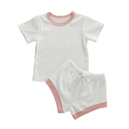 Baby Clothes Set 2Pcs Solid Short Sleeve Top Shorts Suit Girl Boy Outfits Baby Summer Clothing Toddler Cotton Outfit 0-3Y