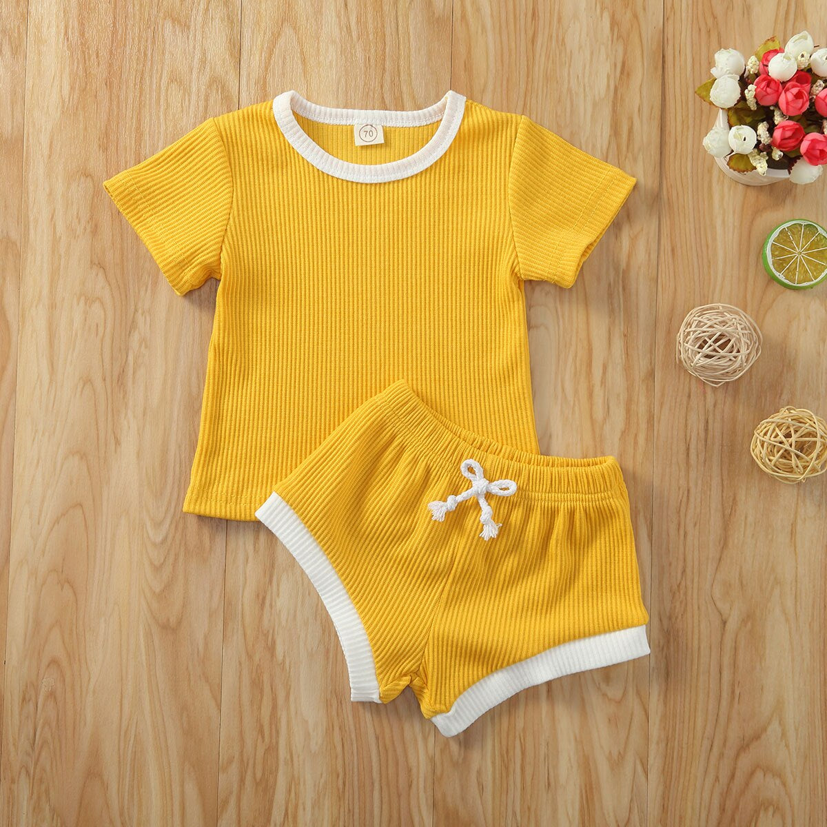 Baby Clothes Set 2Pcs Solid Short Sleeve Top Shorts Suit Girl Boy Outfits Baby Summer Clothing Toddler Cotton Outfit 0-3Y