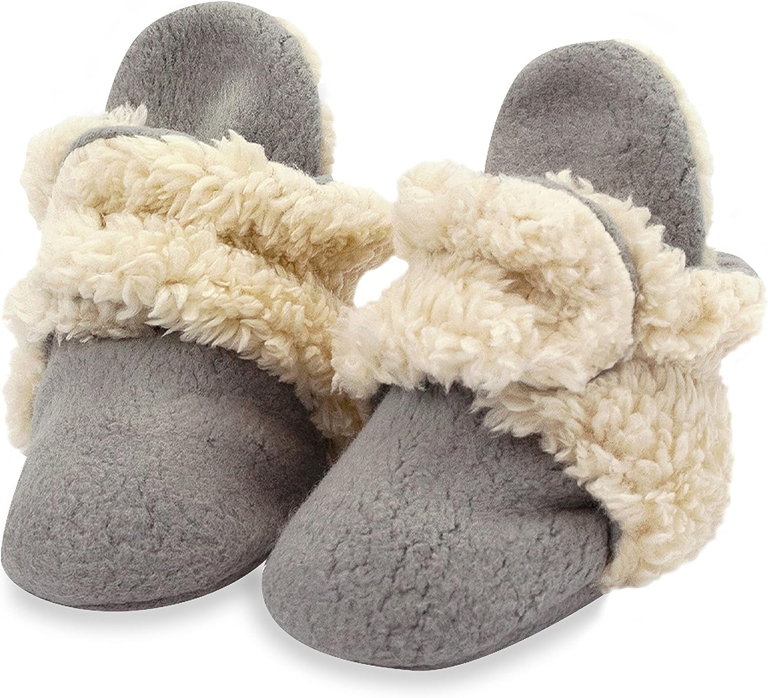 Unisex Fleece Baby Booties, Soft Sole and Non Slip | Stay on Slipper Socks for Infant/Toddler, Girls, Boys 3-24 Months