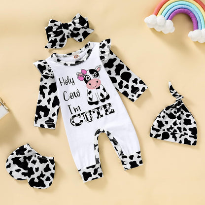 Newborn Baby Girl Romper Infant Letter Print Bodysuit Jumpsuit+Hat+Headband Coming Home Clothes Outfit