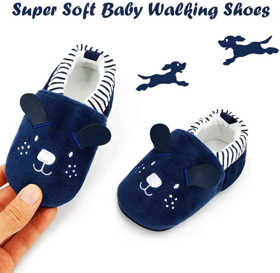 Toddler Baby Boys Girls Shoes Non Skid Slipper Sneaker Moccasins Infant First Walker House Walking Crib Shoes(6-24 Months)