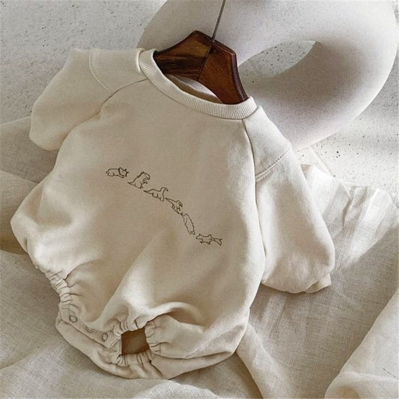 Newborn Baby Girl Boy Spring Autumn Clothes Cute Dinosaur Long Sleeve Triangle Romper Jumpsuit Casual New Born Outfits