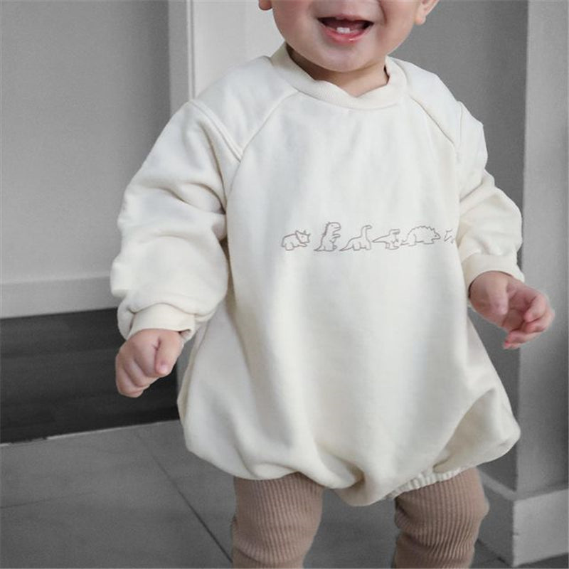 Newborn Baby Girl Boy Spring Autumn Clothes Cute Dinosaur Long Sleeve Triangle Romper Jumpsuit Casual New Born Outfits