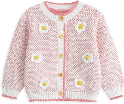 Baby Sweater Cable-Knit Baby Cardigan Coat for Autumn Fall 3M-3T