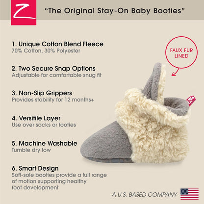 Unisex Fleece Baby Booties, Soft Sole and Non Slip | Stay on Slipper Socks for Infant/Toddler, Girls, Boys 3-24 Months