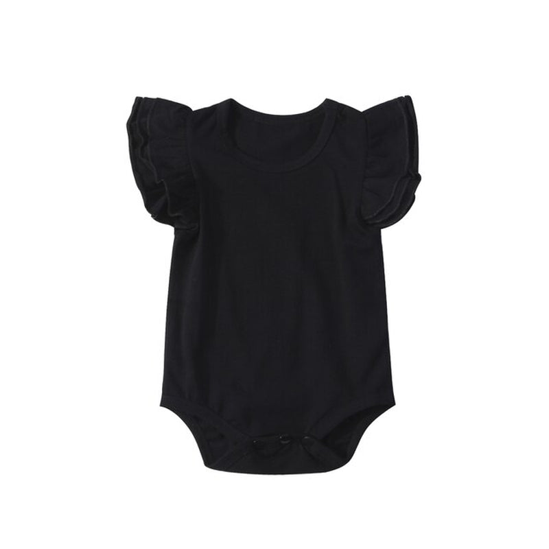 Wholesale Newborn Baby Girls Clothes Solid Color Fly Sleeve Romper Cotton Boys Clothes Summer Infant Clothing Baby Jumpsuit