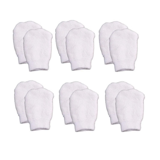 White Newborn No Scratch Cotton Baby Mittens by  (Includes 6 Pairs Mittens)