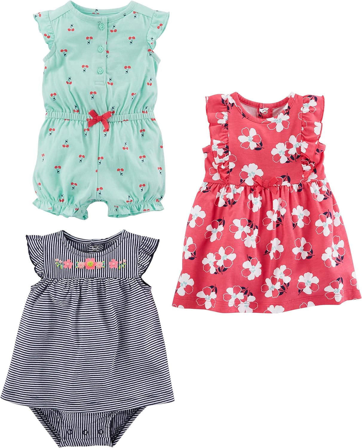 Girls' 3-Pack Romper, Sunsuit and Dress