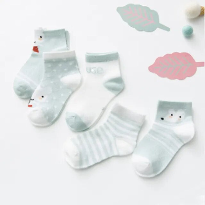 5Pairs/Lot Newborn Cotton Mesh Socks Cute 0-24M Children Boys Girls Toddler Cartoon Animal Socks Baby Clothes Accessories