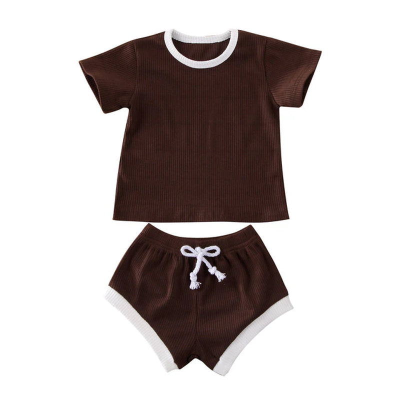 Baby Clothes Set 2Pcs Solid Short Sleeve Top Shorts Suit Girl Boy Outfits Baby Summer Clothing Toddler Cotton Outfit 0-3Y