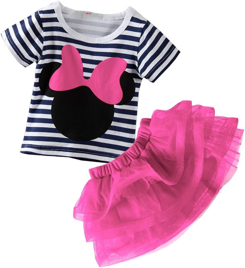 Toddler Girls' Cartoon Cute Set T-Shirt and Tutu Skirt Outfit