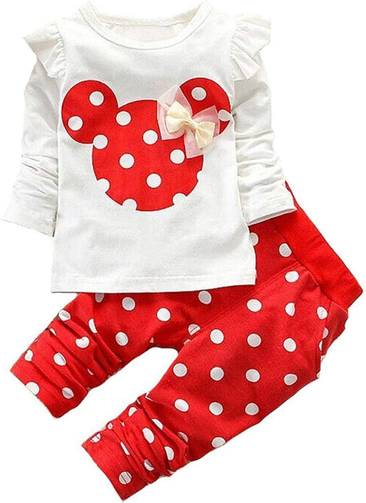 Cute Toddler Baby Girls Clothes Set Long Sleeve T-Shirt and Pants Kids 2Pcs Outfits